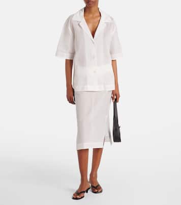 Floral semi-sheer organza pencil skirt | Róhe