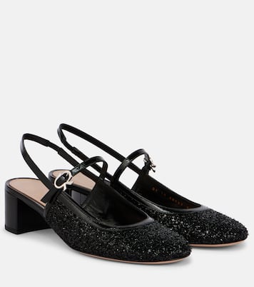 Leather-trimmed slingback pumps | Gianvito Rossi