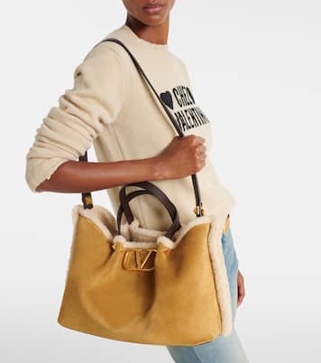VLogo Medium suede tote bag | Valentino Garavani