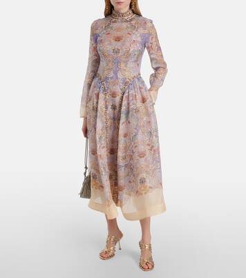 Rebellion linen and silk midi dress | Zimmermann