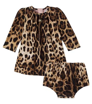 Baby leopard-print cotton-blend dress | Dolce&Gabbana Kids