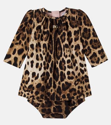 Baby leopard-print cotton-blend dress | Dolce&Gabbana Kids