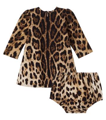 Baby leopard-print cotton-blend dress | Dolce&Gabbana Kids