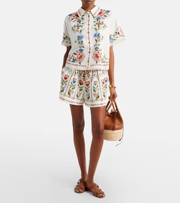 Embroidered linen and cotton shorts | Farm Rio