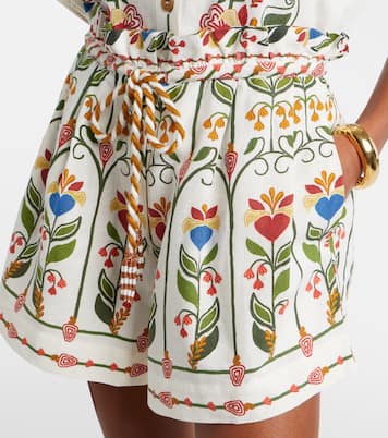 Embroidered linen and cotton shorts | Farm Rio