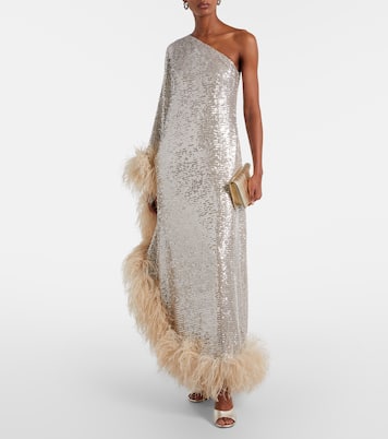 Ubud feather-trimmed sequined gown | Taller Marmo