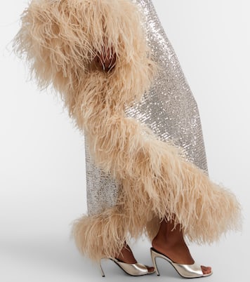 Ubud feather-trimmed sequined gown | Taller Marmo