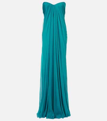 Draped silk chiffon bustier gown | McQueen