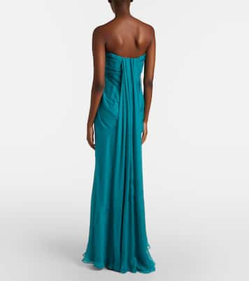 Draped silk chiffon bustier gown | McQueen