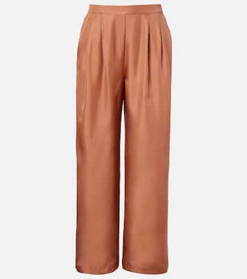 Isola pleated silk twill wide-leg pants | Asceno