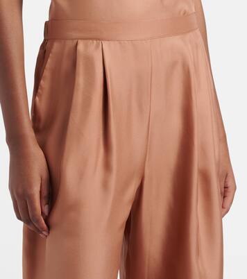 Isola pleated silk twill wide-leg pants | Asceno