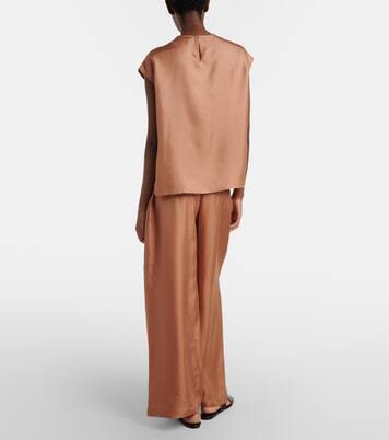 Isola pleated silk twill wide-leg pants | Asceno