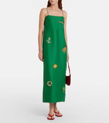 Verziertes Maxikleid aus einem Leinengemisch | Alémais