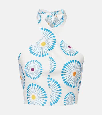 Ivy floral halterneck linen crop top | Cala de la Cruz