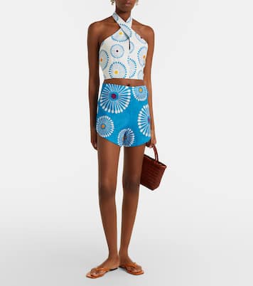 Ivy floral halterneck linen crop top | Cala de la Cruz