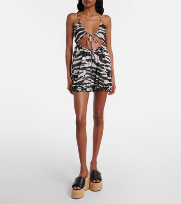 Zebra-print cotton muslin romper | The Attico