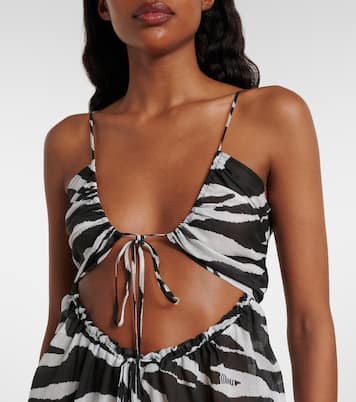 Zebra-print cotton muslin romper | The Attico