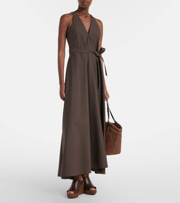 Vestido largo en mezcla de algodón | Brunello Cucinelli