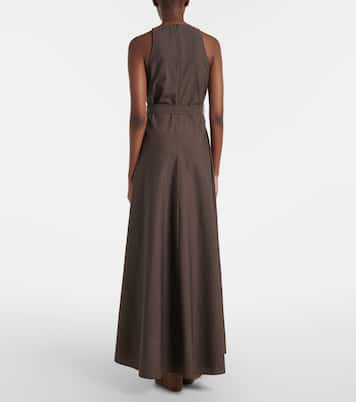 Vestido largo en mezcla de algodón | Brunello Cucinelli