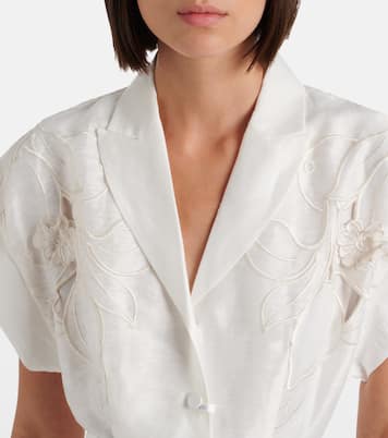 Aubrey floral-appliqué linen-blend shirt dress | Leo Lin