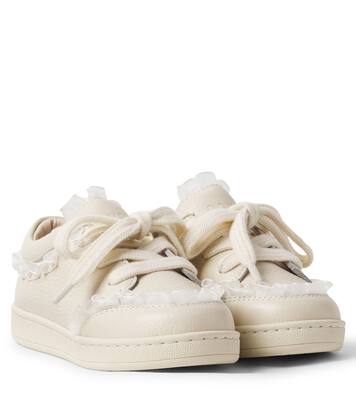 Lisel tulle-trimmed leather sneakers | Donsje