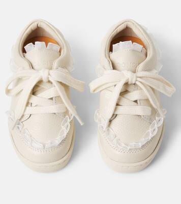 Lisel tulle-trimmed leather sneakers | Donsje
