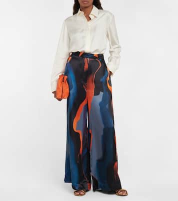 Pantalon ample Calla imprimé en satin | Roksanda