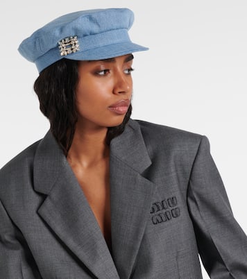 Verzierte Schiebermütze Broche Vivier aus Denim | Roger Vivier