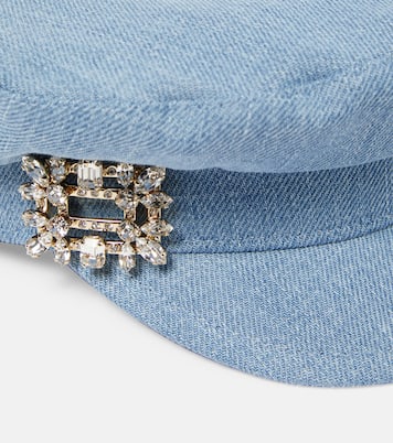 Verzierte Schiebermütze Broche Vivier aus Denim | Roger Vivier