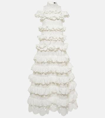 Embroidered ruffled maxi dress  | Susan Fang