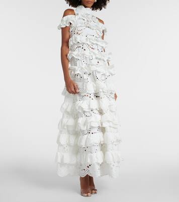 Embroidered ruffled maxi dress  | Susan Fang