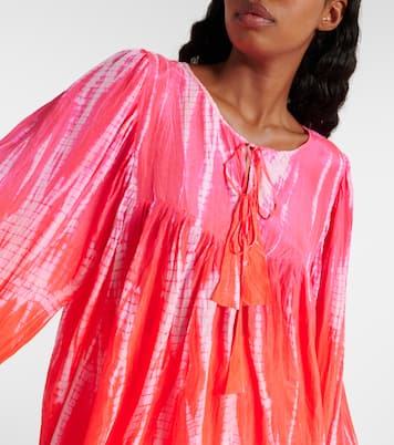 Printed tasseled silk top | Anna Kosturova