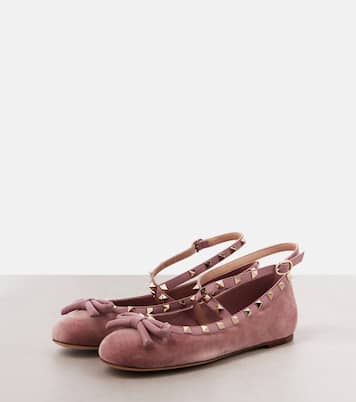 Ballerinas Rockstud aus Samt | Valentino Garavani
