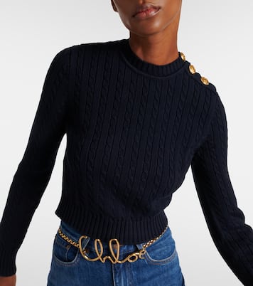 Cropped cable-knit cotton sweater | Chloé