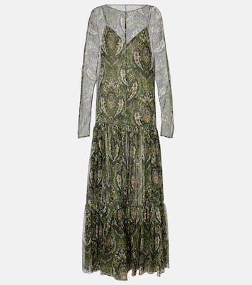 Paisley silk crépon maxi dress | Saint Laurent