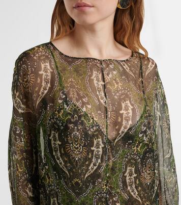 Paisley silk crépon maxi dress | Saint Laurent