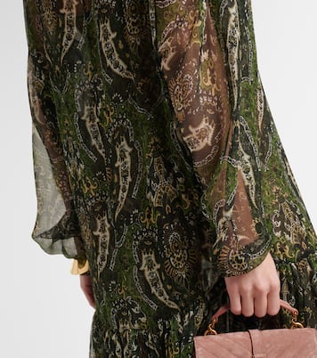 Paisley silk crépon maxi dress | Saint Laurent