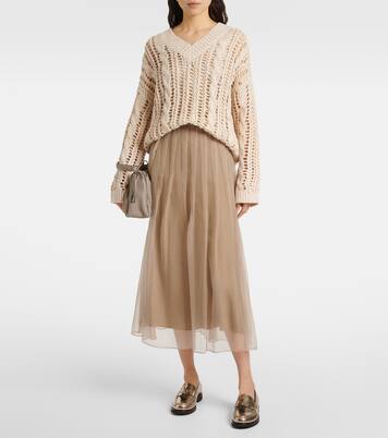 Silk midi skirt | Brunello Cucinelli