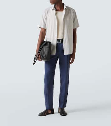 Pleated linen straight pants | Sunspel