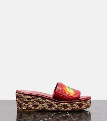 Alpargatas con cuña Bribri de rafia floral | Valentino Garavani