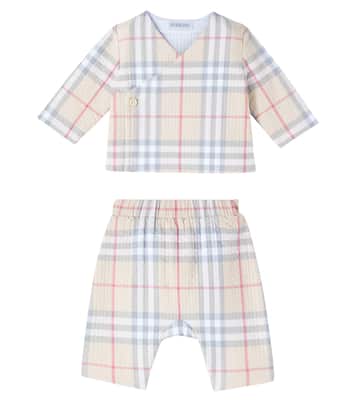 Baby Burberry Check cotton sweater and pants set | Burberry Kids