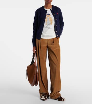 Pony cable-knit wool and cashmere cardigan | Polo Ralph Lauren