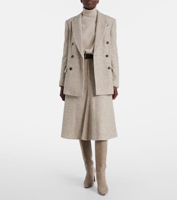 Double-breasted wool and silk-blend blazer | Brunello Cucinelli