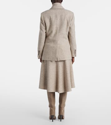 Double-breasted wool and silk-blend blazer | Brunello Cucinelli