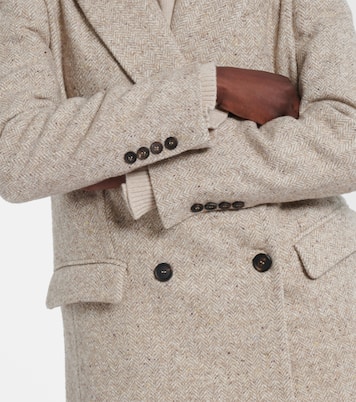 Double-breasted wool and silk-blend blazer | Brunello Cucinelli