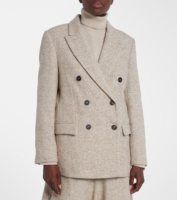 Double-breasted wool and silk-blend blazer | Brunello Cucinelli