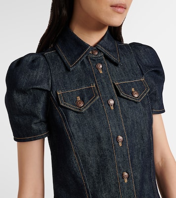 Puff-sleeve denim minidress | McQueen