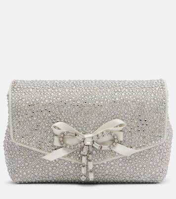 Soft Bow Mini embellished satin clutch | Jimmy Choo