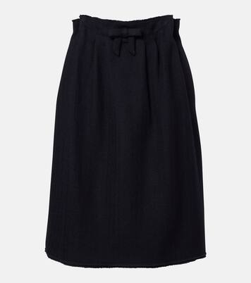 Chevron pleated virgin wool midi skirt | Prada