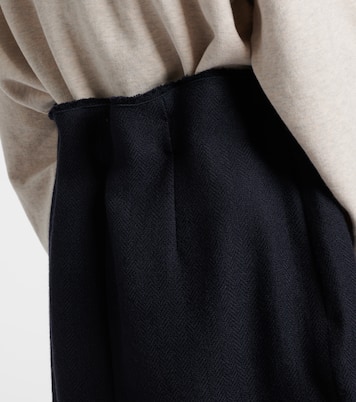 Chevron pleated virgin wool midi skirt | Prada
